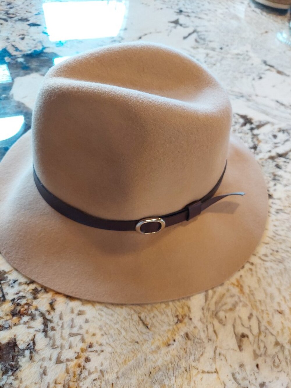 Camel color Fall/Winter Felt Fedora Hat with drk brn hat band